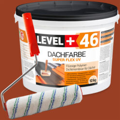 Dachfarbe 12kg Ziegelrot Flexible Sockelfarbe Dachlack UV-beständig + Farbroller 25cm mit Bügel SET L+46
