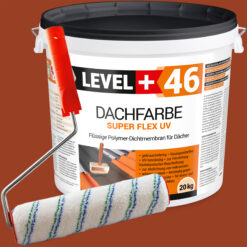 Dachfarbe 20kg Ziegelrot Flexible Sockelfarbe Dachlack UV-beständig + Farbroller 25cm mit Bügel SET L+46