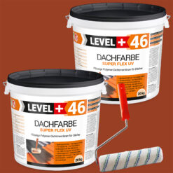 Dachfarbe 40kg Ziegelrot Flexible Sockelfarbe Dachlack UV-beständig + Farbroller 25cm mit Bügel SET L+46