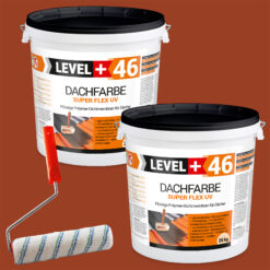 Dachfarbe 50kg Ziegelrot Flexible Sockelfarbe Dachlack UV-beständig + Farbroller 25cm mit Bügel SET L+46