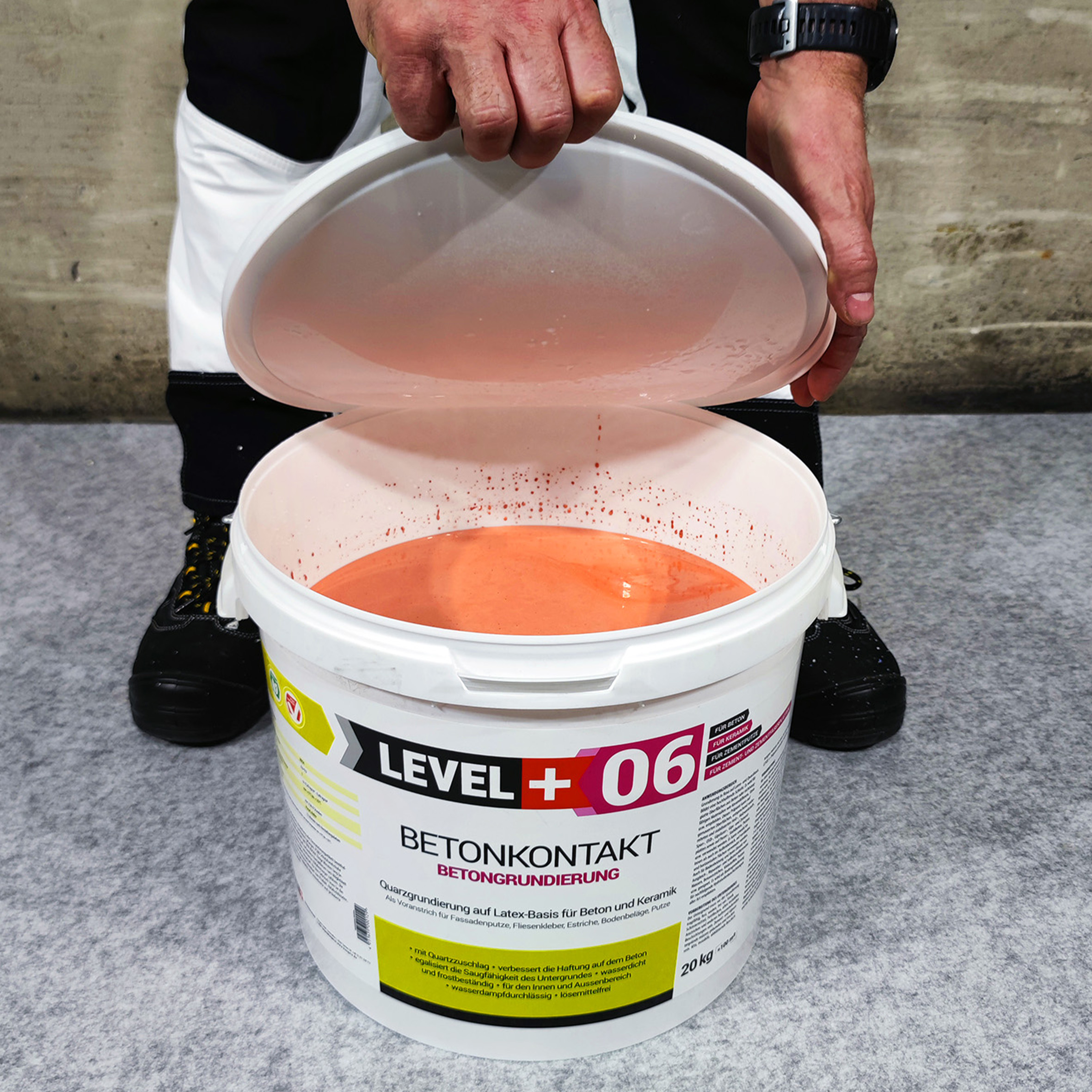 Betonkontakt Haftbrücke Putzgrund Grundierung Betongrundierung 11Kg LEVEL+06 – Bild 3