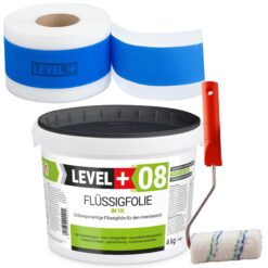 Dichtset Abdichtung Flüssigfolie 4kg Dichtband 5m Farbroller 10cm Dichtband LEVEL+ SET294