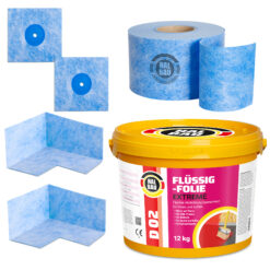 Dichtset Balkon Bad Abdichtung Flüssigfolie 12kg Dichtband Wasserdicht Set Aussen Innen H317