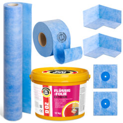 Dichtset Balkon Bad Abdichtung Flüssigfolie 12kg Dichtband Wasserdicht Set Aussen Innen H319