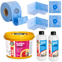 Dichtset Balkon Bad Abdichtung Flüssigfolie 12kg Dichtband Wasserdicht Set Aussen Innen H320