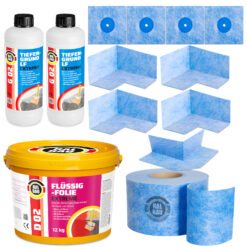 Dichtset Balkon Bad Abdichtung Flüssigfolie 12kg Dichtband Wasserdicht Set Aussen Innen H321