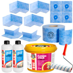 Dichtset Balkon Bad Abdichtung Flüssigfolie 12kg Dichtband Wasserdicht Set Aussen Innen H324