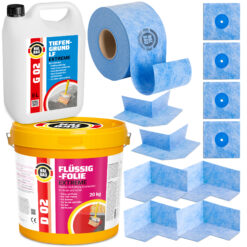 Dichtset Balkon Bad Abdichtung Flüssigfolie 20kg Dichtband Wasserdicht Set Aussen Innen H326
