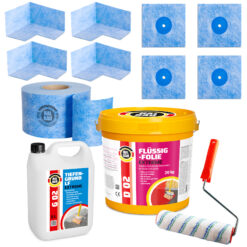 Dichtset Balkon Bad Abdichtung Flüssigfolie 20kg Dichtband Wasserdicht Set Aussen Innen H328