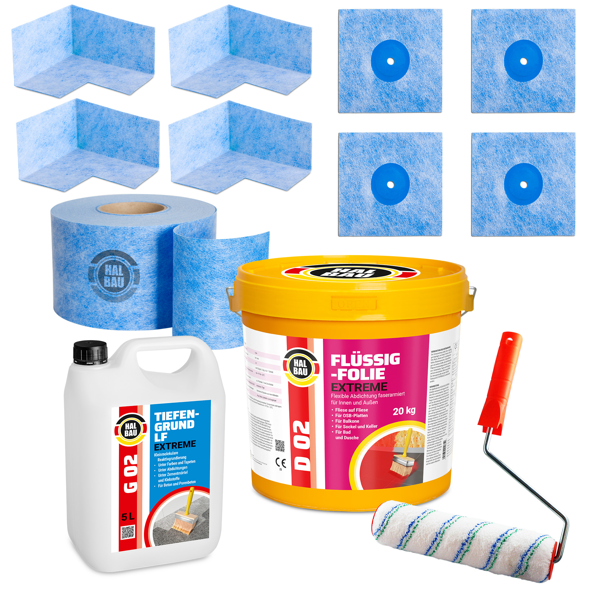 Dichtset Balkon Bad Abdichtung Flüssigfolie 20kg Dichtband Wasserdicht Set Aussen Innen H328