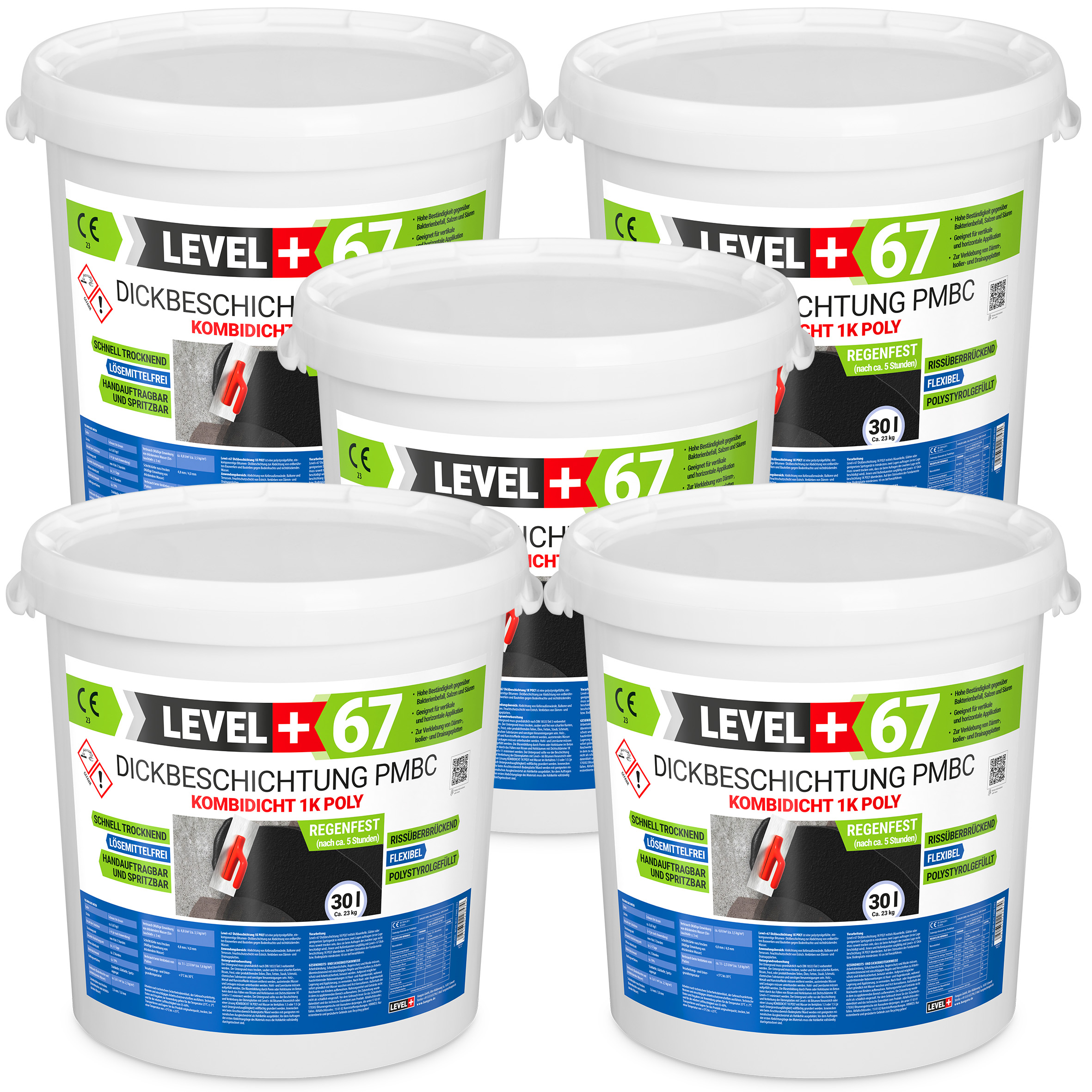 Bitumen Dickbeschichtung 1K Polystyrol 150L Fundamente Keller Abdichtung LEVEL+67