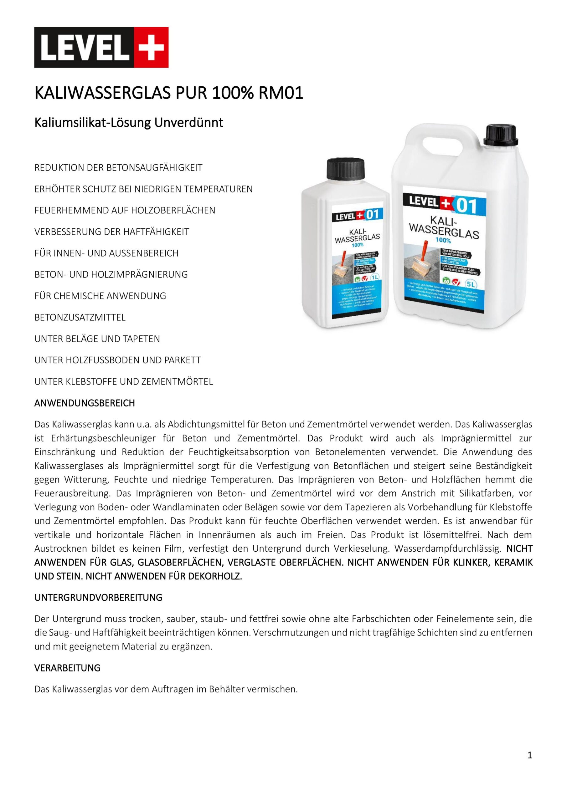 Kaliwasserglas 4L Pur Betonversiegelung Holzschutz Imprägnierung Grundierung Verfestung Unverdünnt LEVEL+01 – Bild 10