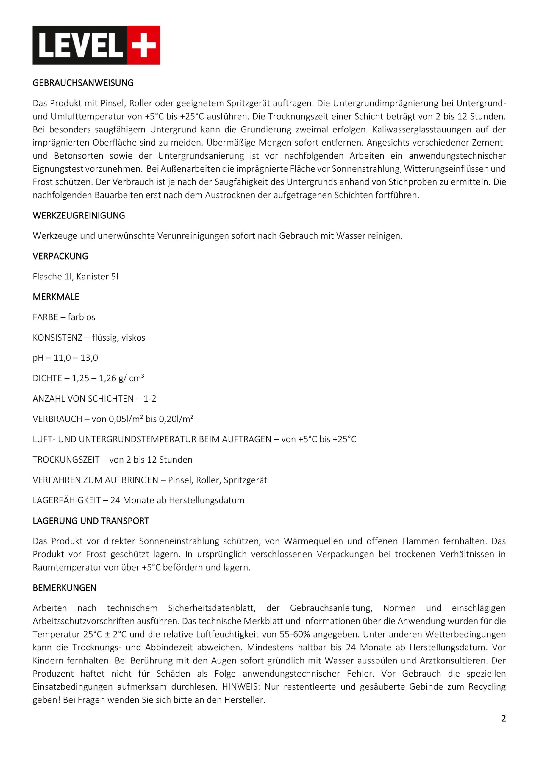 Kaliwasserglas 4L Pur Betonversiegelung Holzschutz Imprägnierung Grundierung Verfestung Unverdünnt LEVEL+01 – Bild 11