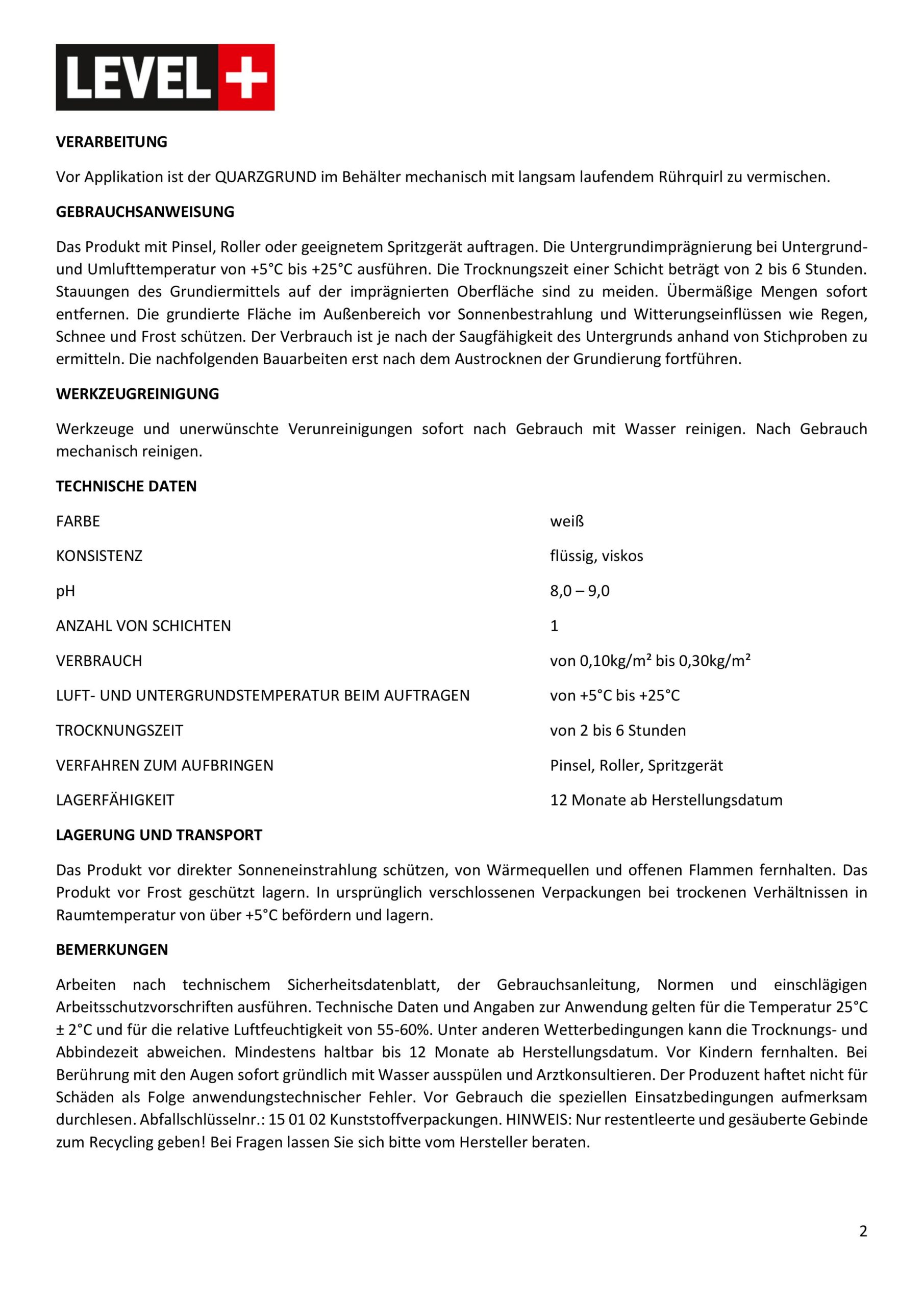 Quarzgrund Putz Grundierung Putzgrund Haftputzgrund 20Kg + Streichroller 25cm Mikrofaser LEVEL+07 – Bild 11