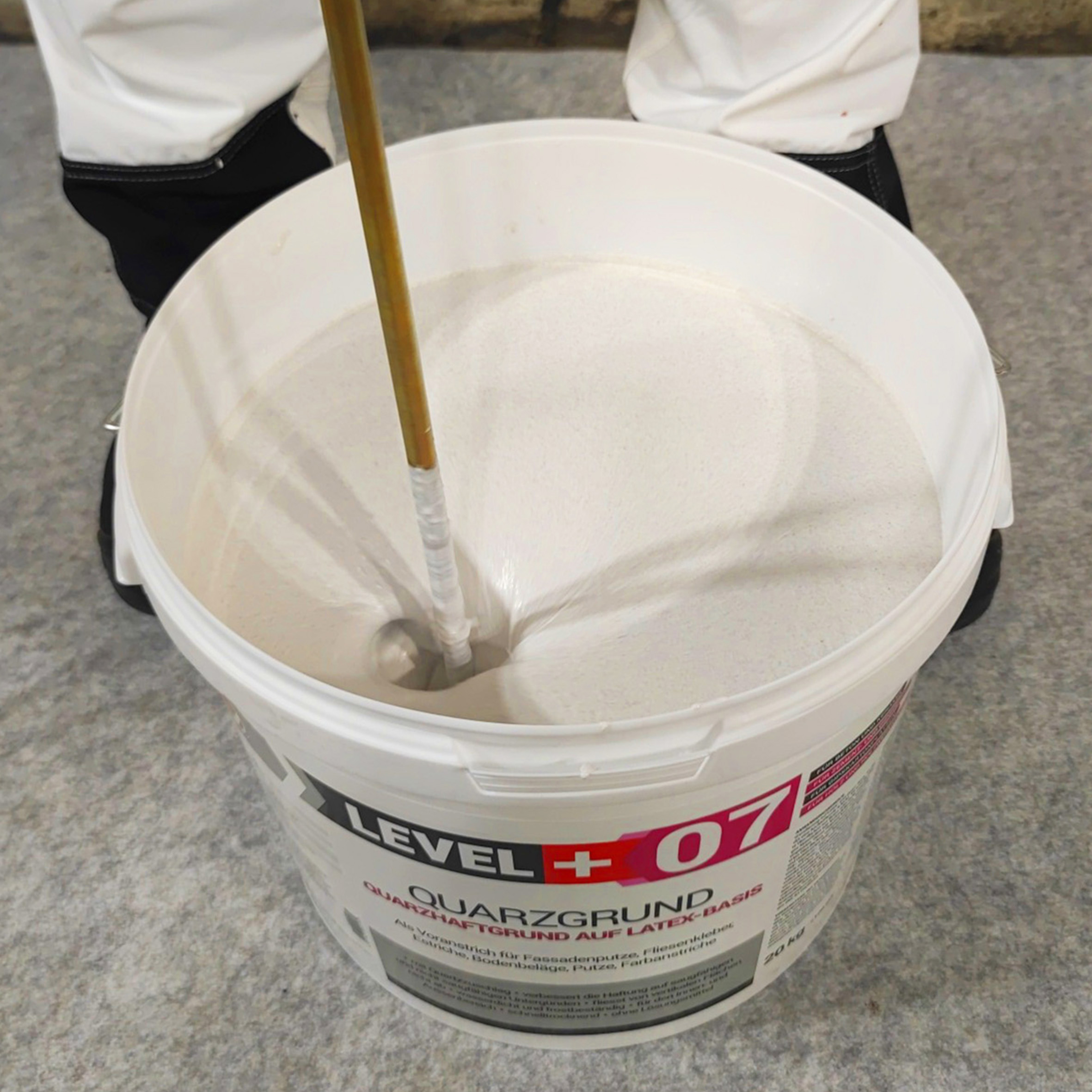Quarzgrund Putz Grundierung Putzgrund Haftputzgrund 20Kg + Streichroller 25cm Mikrofaser LEVEL+07 – Bild 7