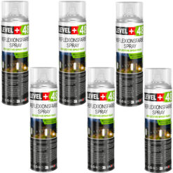 LEVEL+48 Reflektierende Spray 6St. 500ml, Leuchtende im Dunkel und im Infrarot Sprühfarbe Markierung Spray