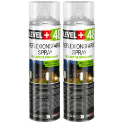 LEVEL+48 Reflektierende Spray 2St. 500ml, Leuchtende im Dunkel und im Infrarot Sprühfarbe Markierung Spray