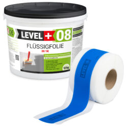 Dichtset Flüssigfolie 12kg Wassersperre Bad Dusche Dichtband Wasserdicht LEVEL+ SET106B1