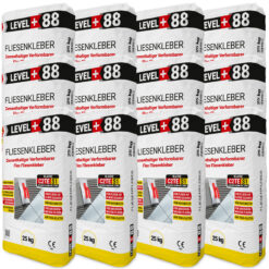 Fliesenkleber Flexkleber 300kg Flexmörtel C2TES1 Innen Außen Naturstein Fliesen Level Plus 88