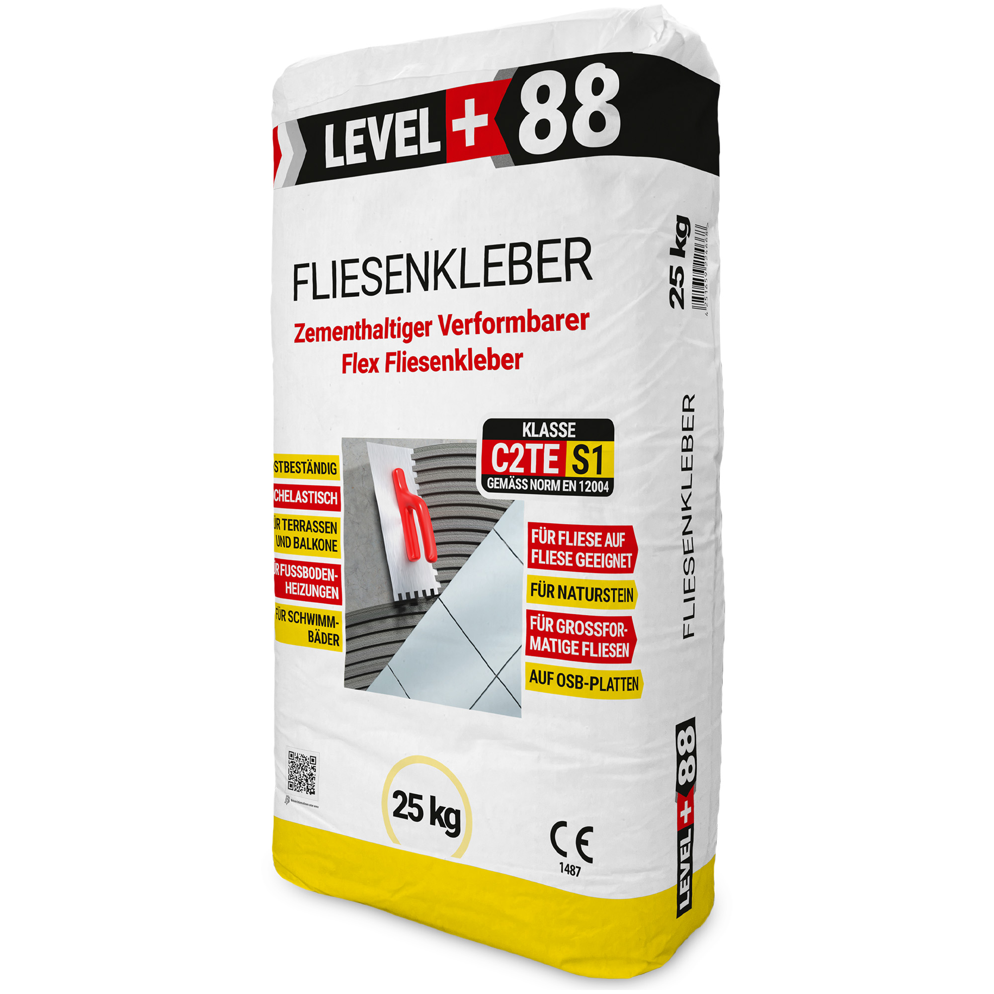Fliesenkleber Flexkleber 300kg Flexmörtel C2TES1 Innen Außen Naturstein Fliesen Level Plus 88 – Bild 2