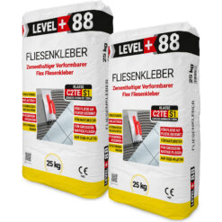 Fliesenkleber Flexkleber 50kg Flexmörtel C2TES1 Innen Außen Naturstein Fliesen Level Plus 88