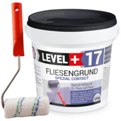Fliesengrund 1,5kg Fliese auf Fliese Haftgrund Quarzgrund + Farbroller 10cm SET LEVEL+17