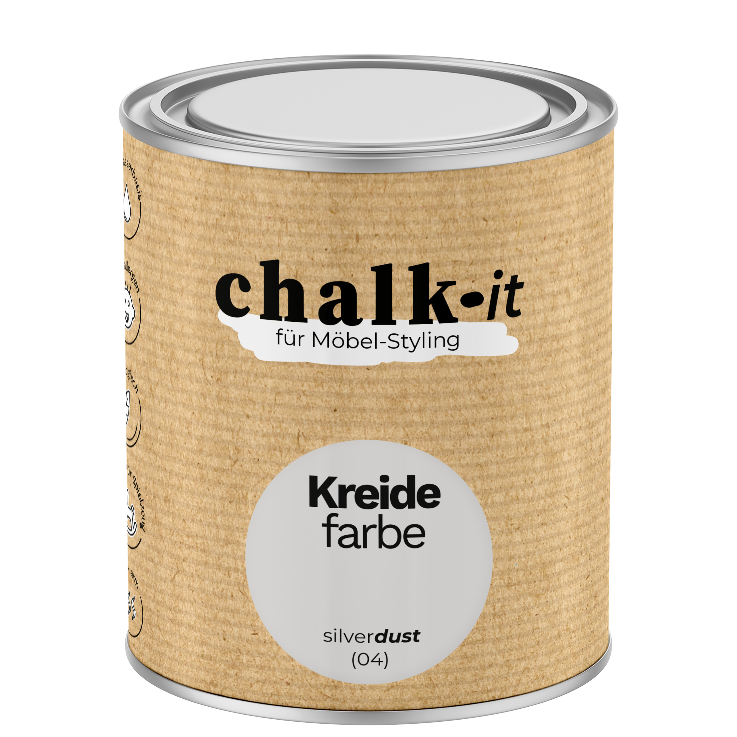 Kreidefarbe Chalk-it (04) Silver Dust 0,75L Shaby Chic Möbel Holzlack Natur Vintage Möbellack
