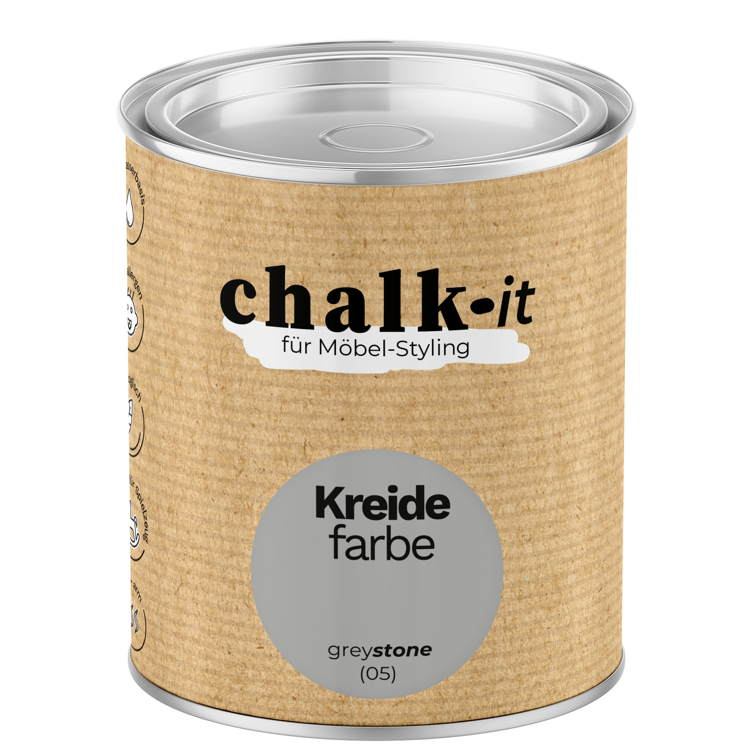 Kreidefarbe Chalk-it (05) Grey Stone 0,125L Shaby Chic Möbel Holzlack Natur Vintage Möbellack