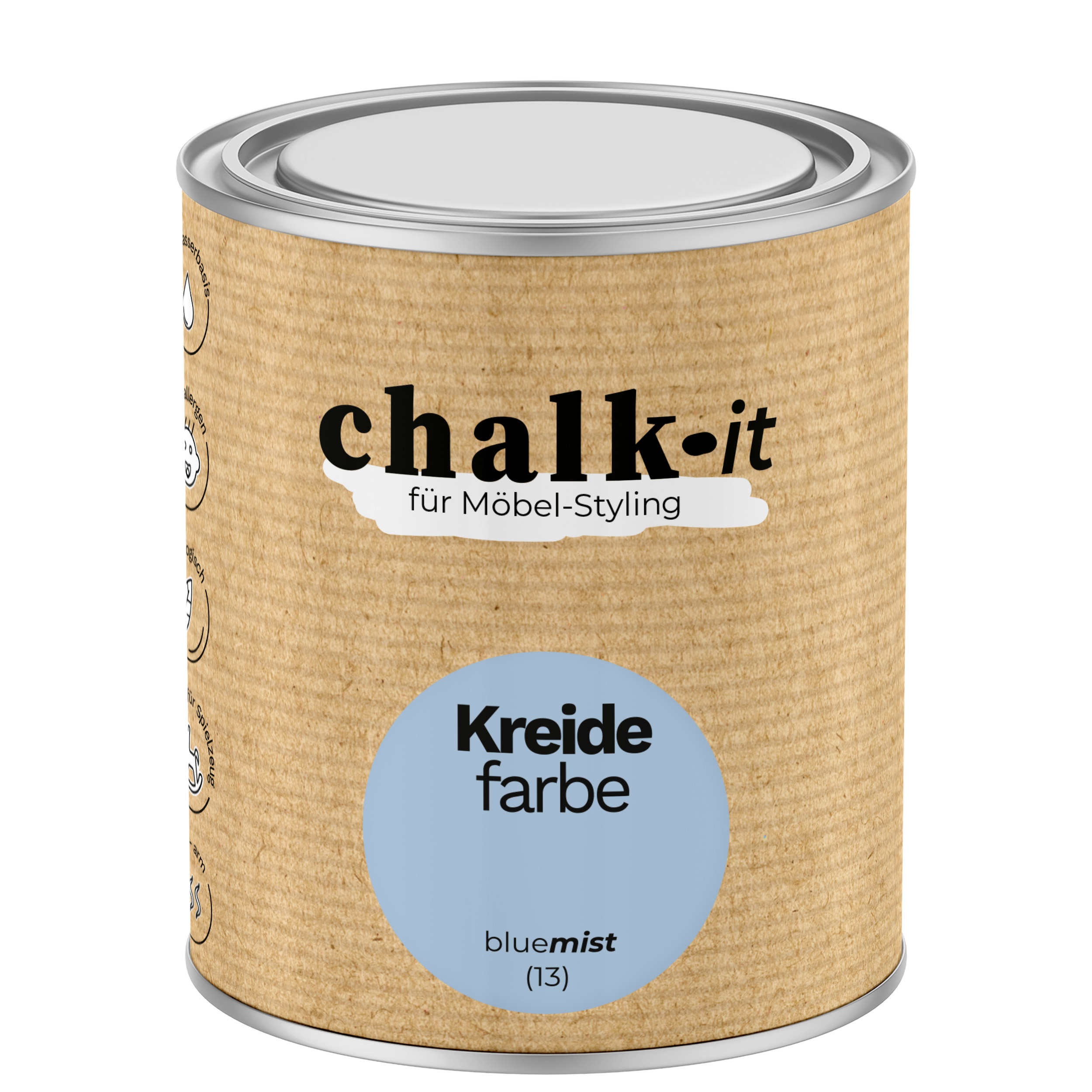 Kreidefarbe Chalk-it (13) Blue Mist 0,75L Shaby Chic Möbel Holzlack Natur Vintage Möbellack