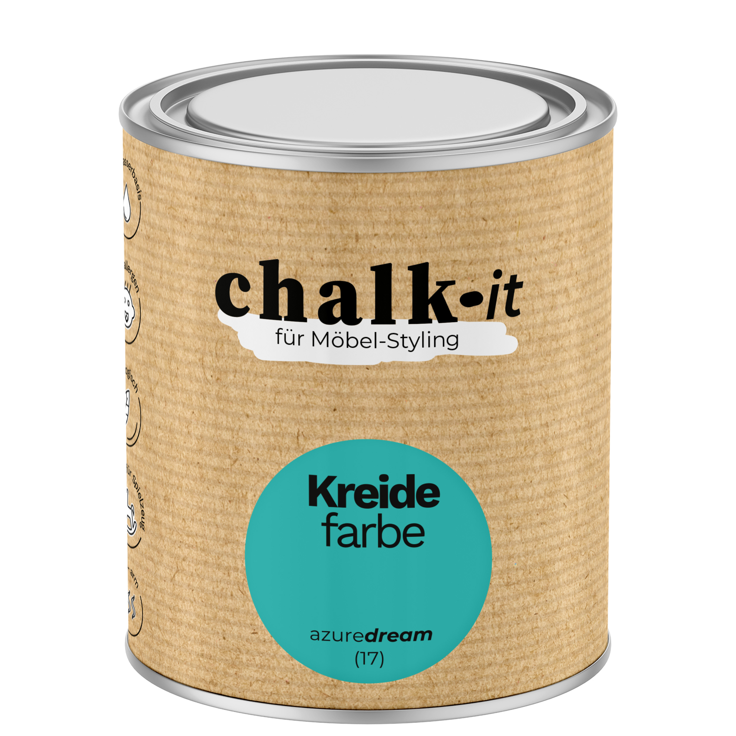 Kreidefarbe Chalk-it (17) Azure Dream 0,75L Shaby Chic Möbel Holzlack Natur Vintage Möbellack