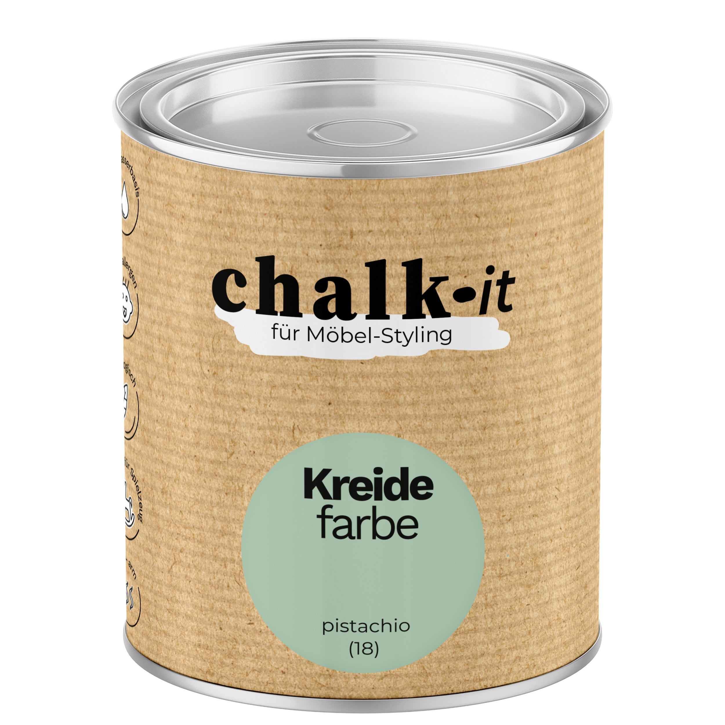 Kreidefarbe Chalk-it (18) Pistachio 0,125L Shaby Chic Möbel Holzlack Natur Vintage Möbellack
