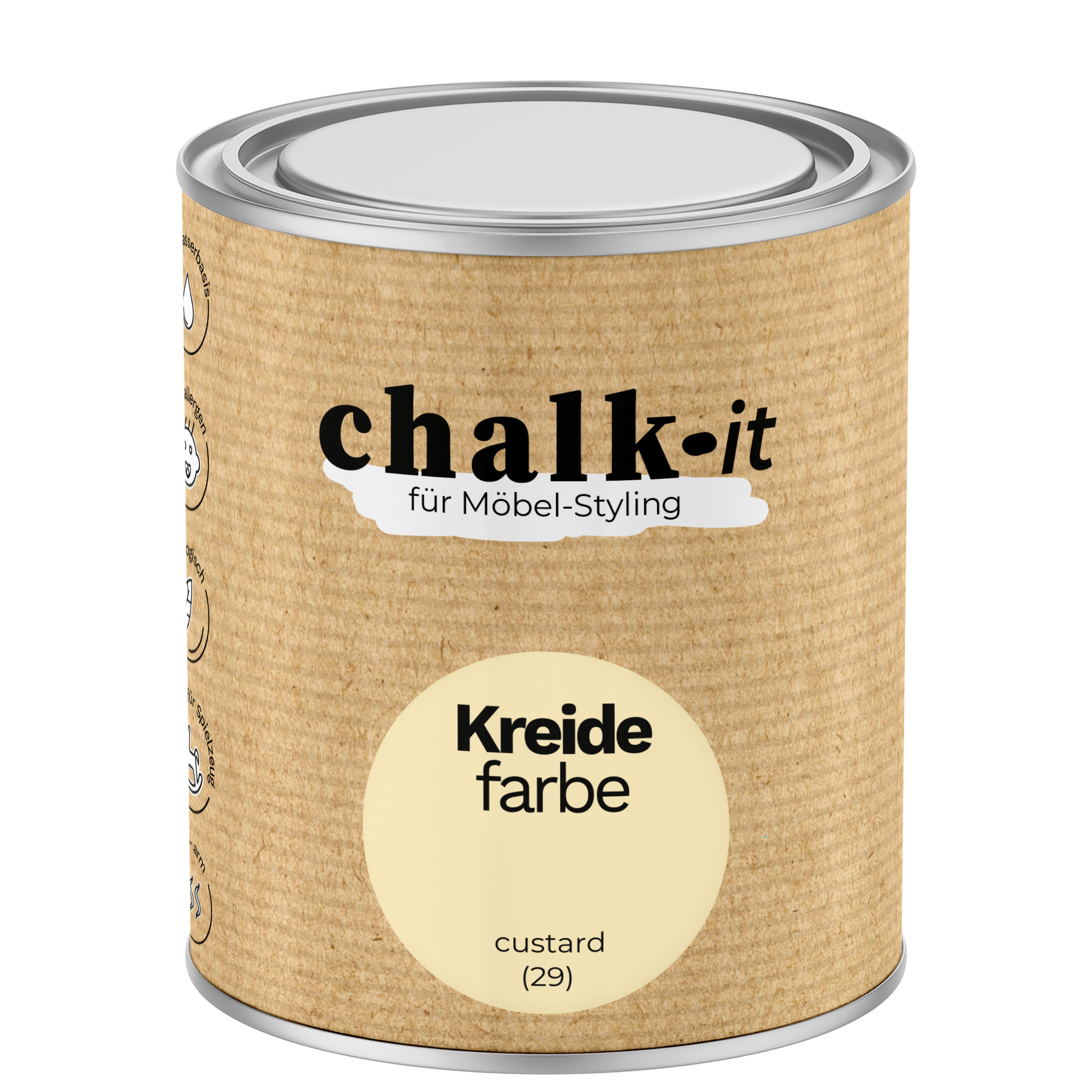 Kreidefarbe Chalk-it (29) Custard 0,75L Shaby Chic Möbel Holzlack Natur Vintage Möbellack