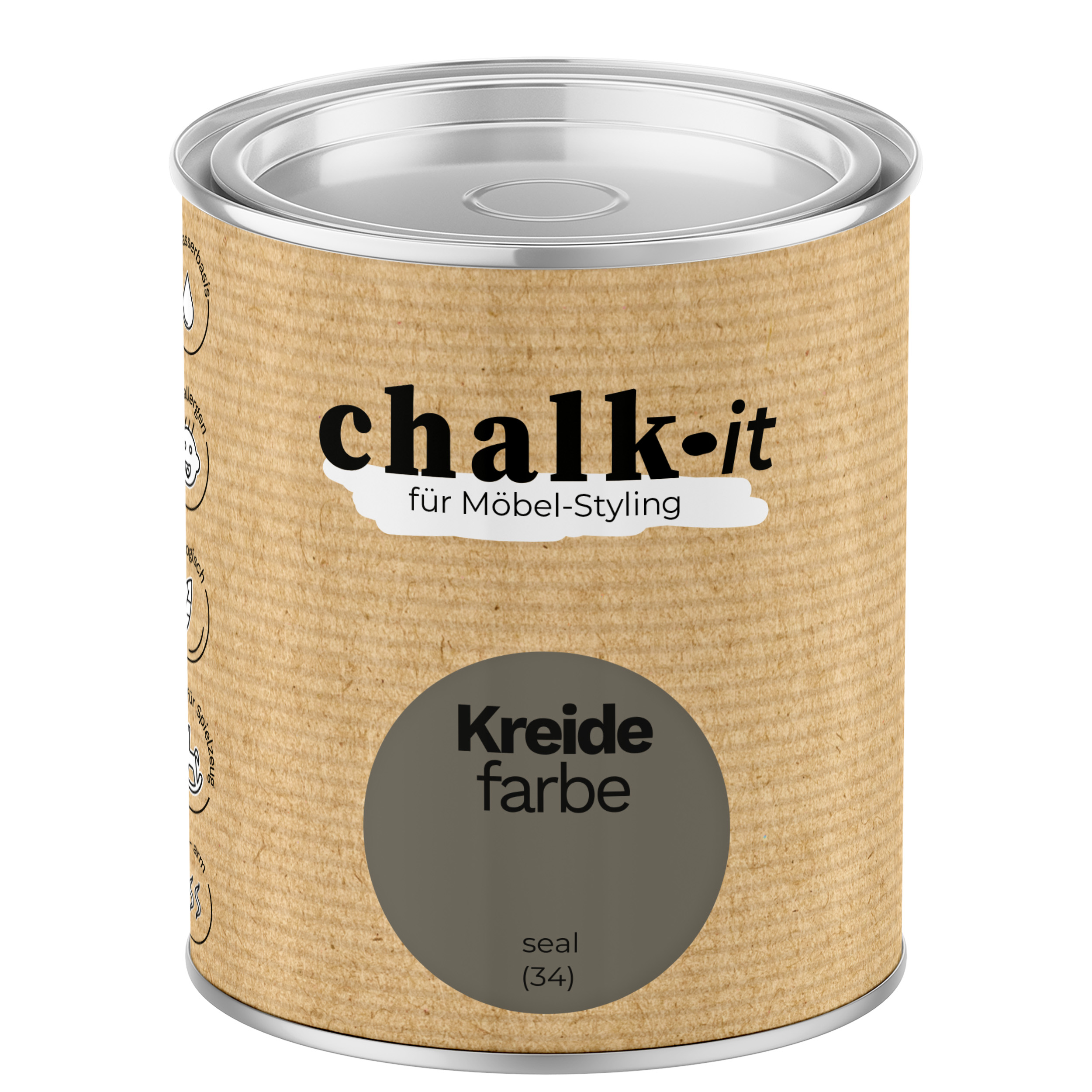Kreidefarbe Chalk-it (34) Seal 0,125L Shaby Chic Möbel Holzlack Natur Vintage Möbellack