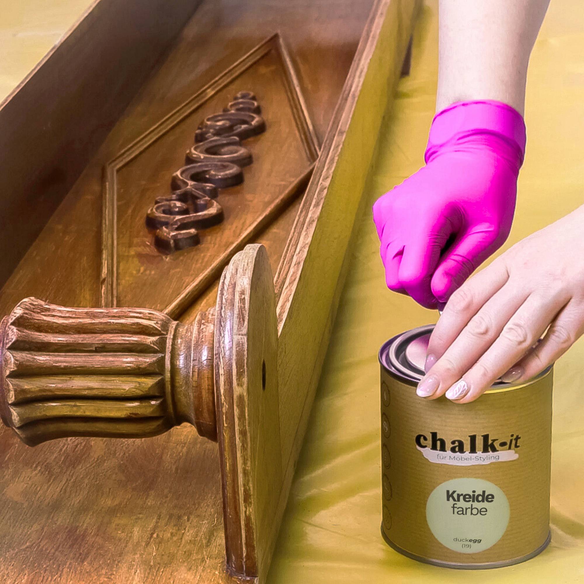 Kreidefarbe Chalk-it (24) Fresh Grass 0,75L Shaby Chic Möbel Holzlack Natur Vintage Möbellack – Bild 7