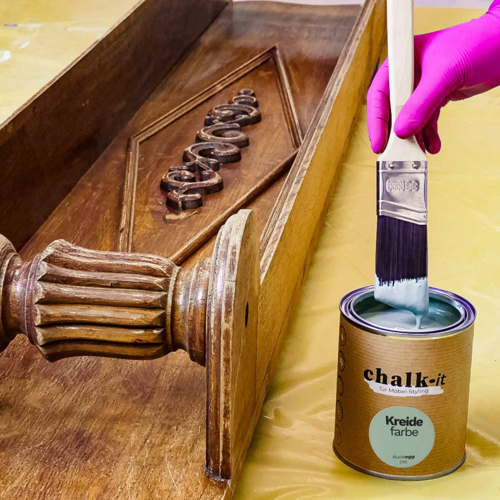 Kreidefarbe Chalk-it (24) Fresh Grass 0,75L Shaby Chic Möbel Holzlack Natur Vintage Möbellack – Bild 8