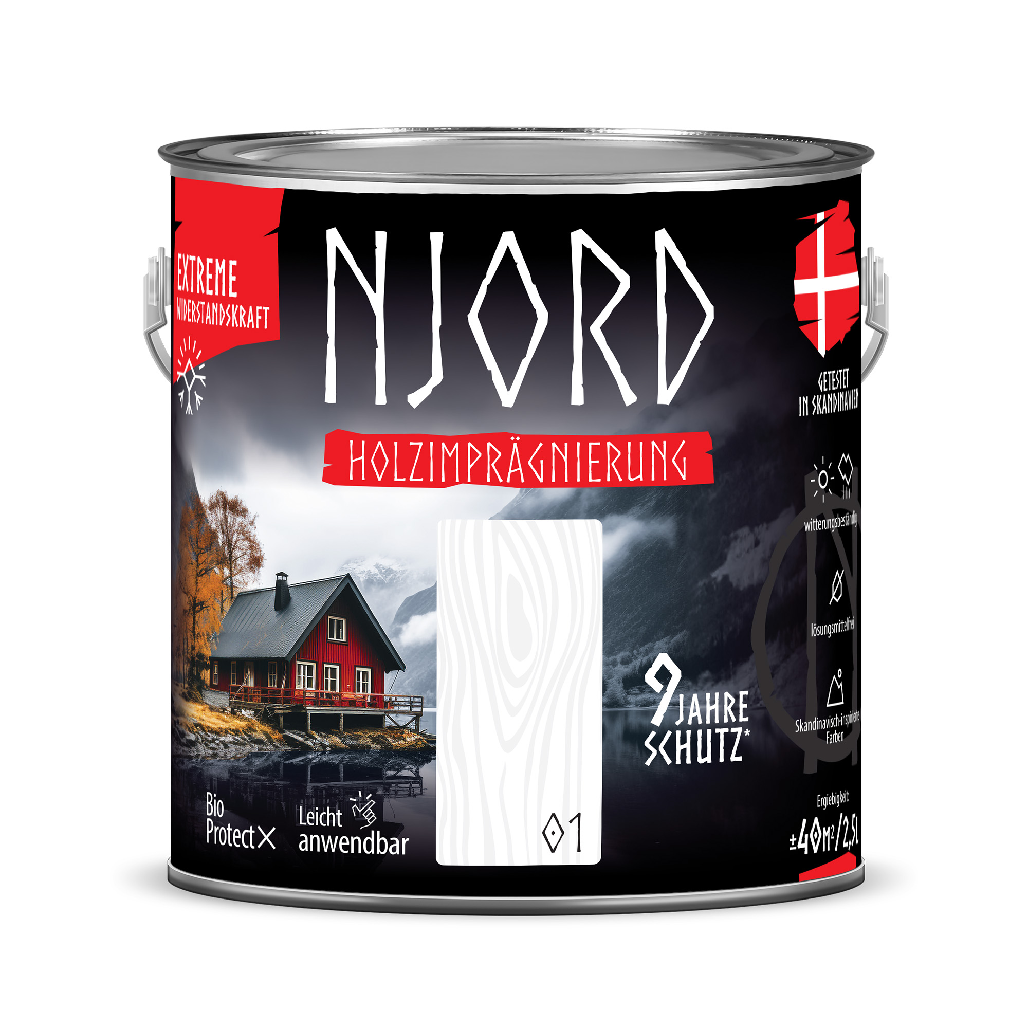 Holzschutz Holzimprägnierung (01) Nordschnee 2,5L Wetterfest Holzlack Schutzlack bis zu 9 Jahre Schutz Njord