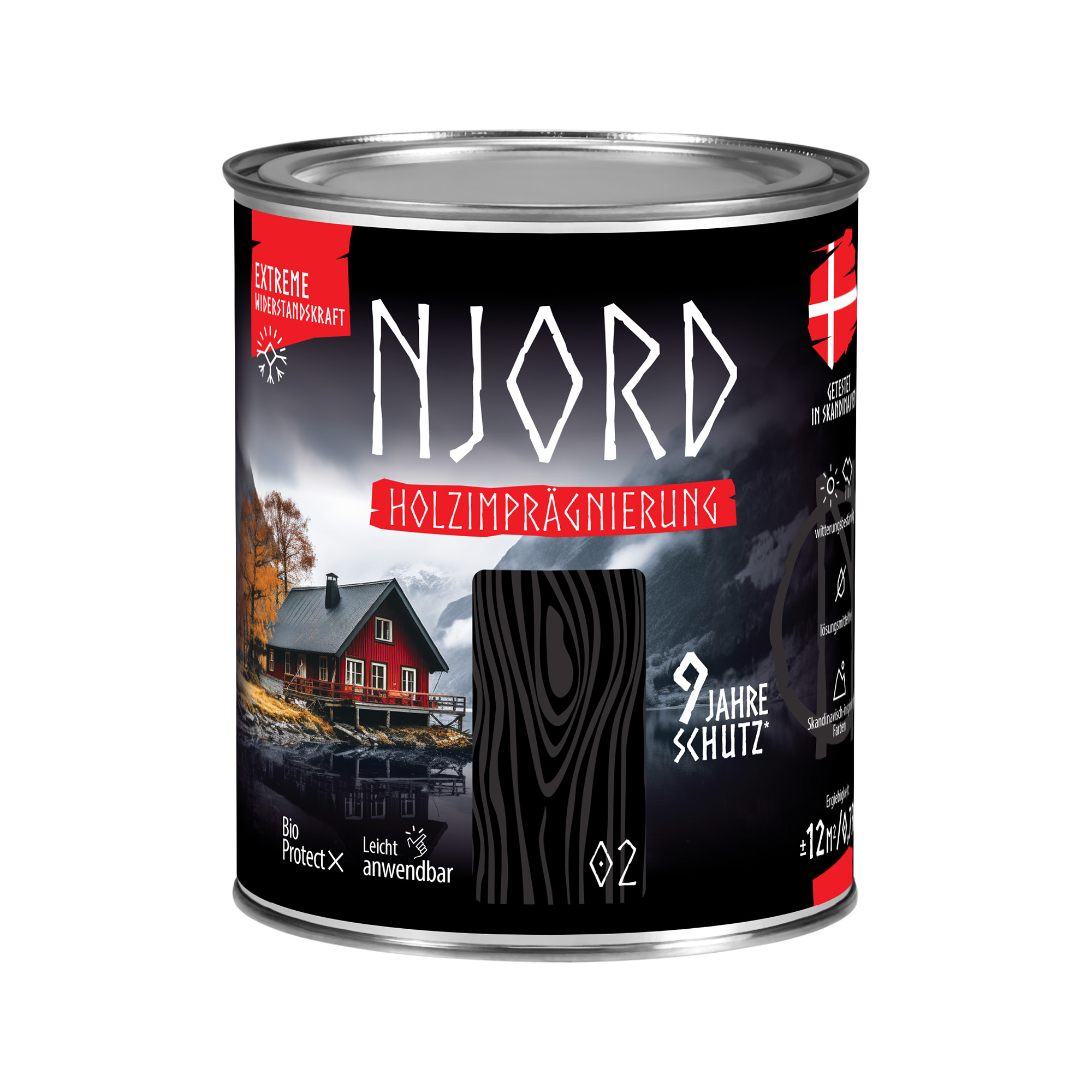 Holzschutz Holzimprägnierung (02) Polarnacht 0,75L Wetterfest Holzlack Schutzlack bis zu 9 Jahre Schutz Njord