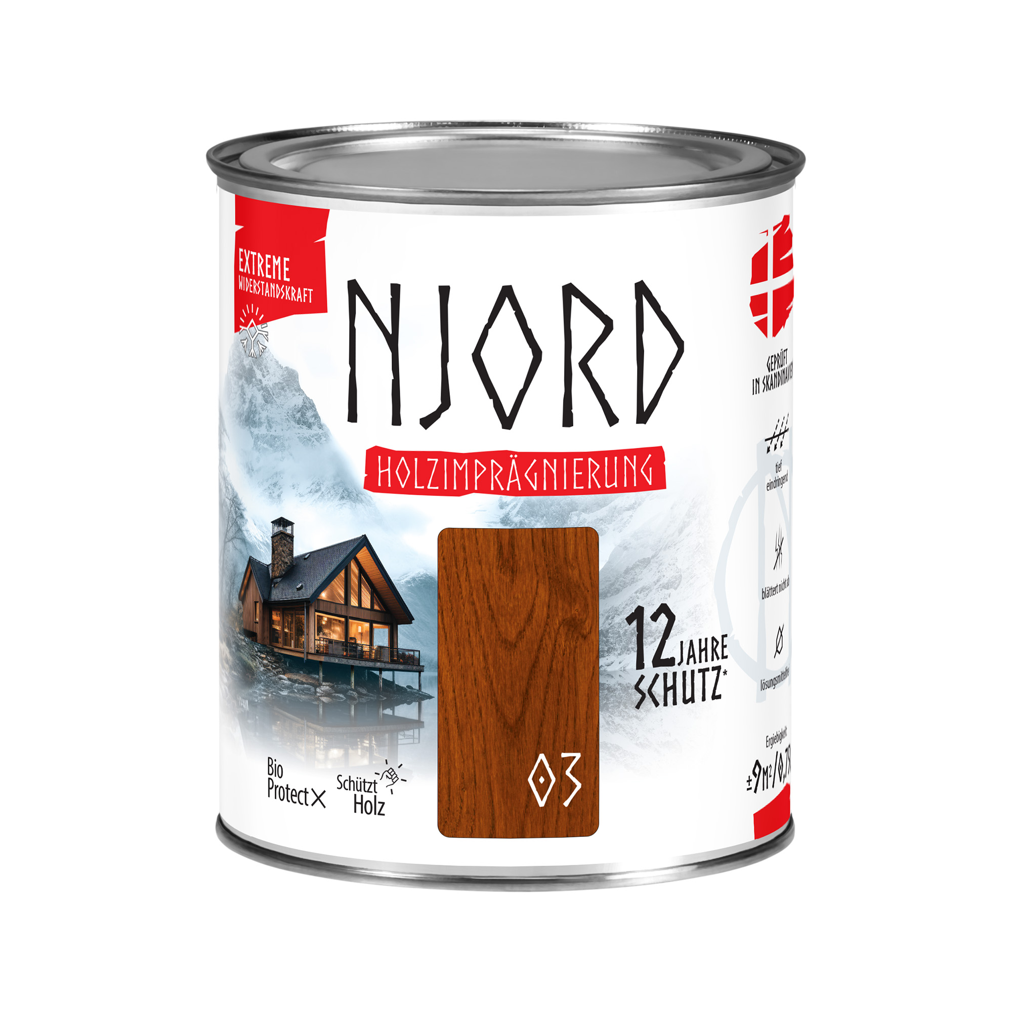 Extreme Holzimpragnierung (03) Lappländische Esche 0,75L Njord Wetterfest Holzlack Schutzlack bis zu 12 Jahre Schutz