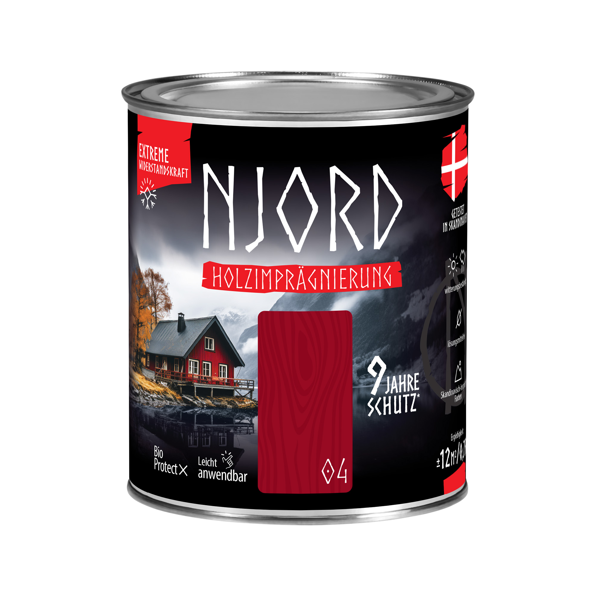 Holzschutz Holzimprägnierung (04) Fischerhütte 0,75L Wetterfest Holzlack Schutzlack bis zu 9 Jahre Schutz Njord
