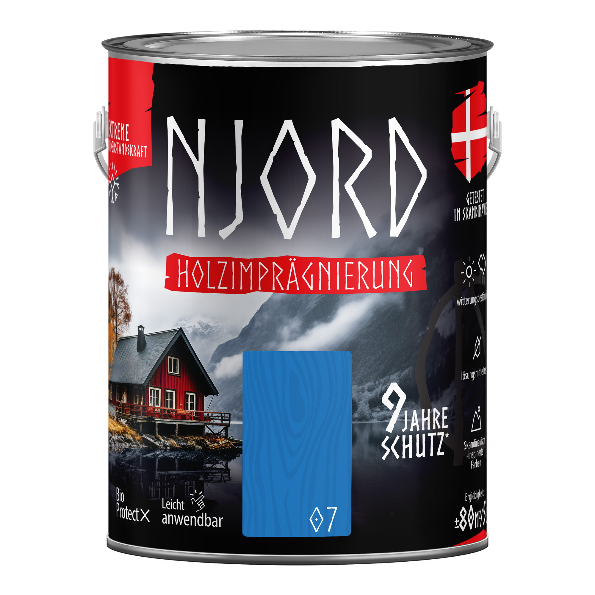 Holzschutz Holzimprägnierung (07) Wolkenloser Himmel 5L Wetterfest Holzlack Schutzlack bis zu 9 Jahre Schutz Njord