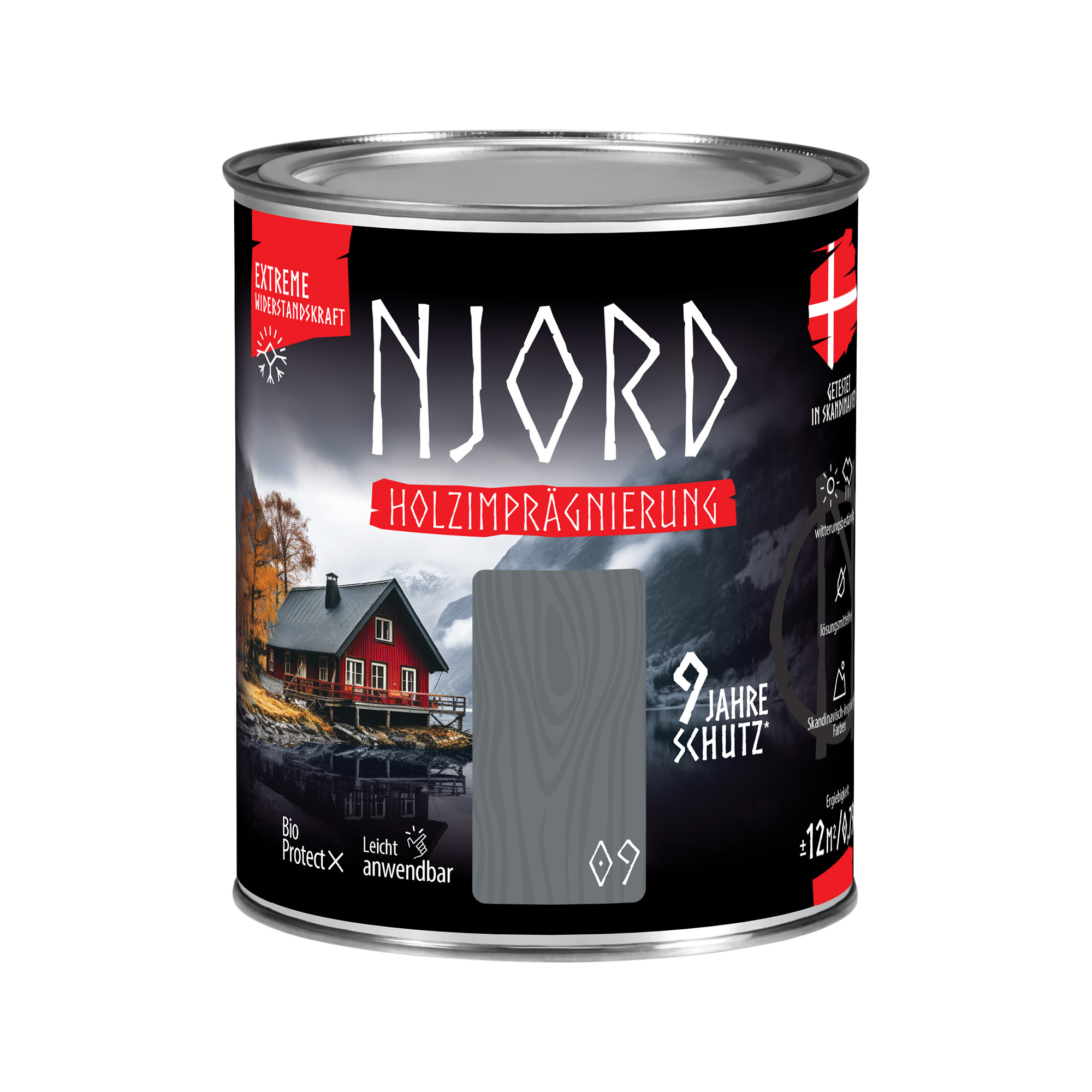 Holzschutz Holzimprägnierung (09) Vulkanischer Strand 0,75L Wetterfest Holzlack Schutzlack bis zu 9 Jahre Schutz Njord