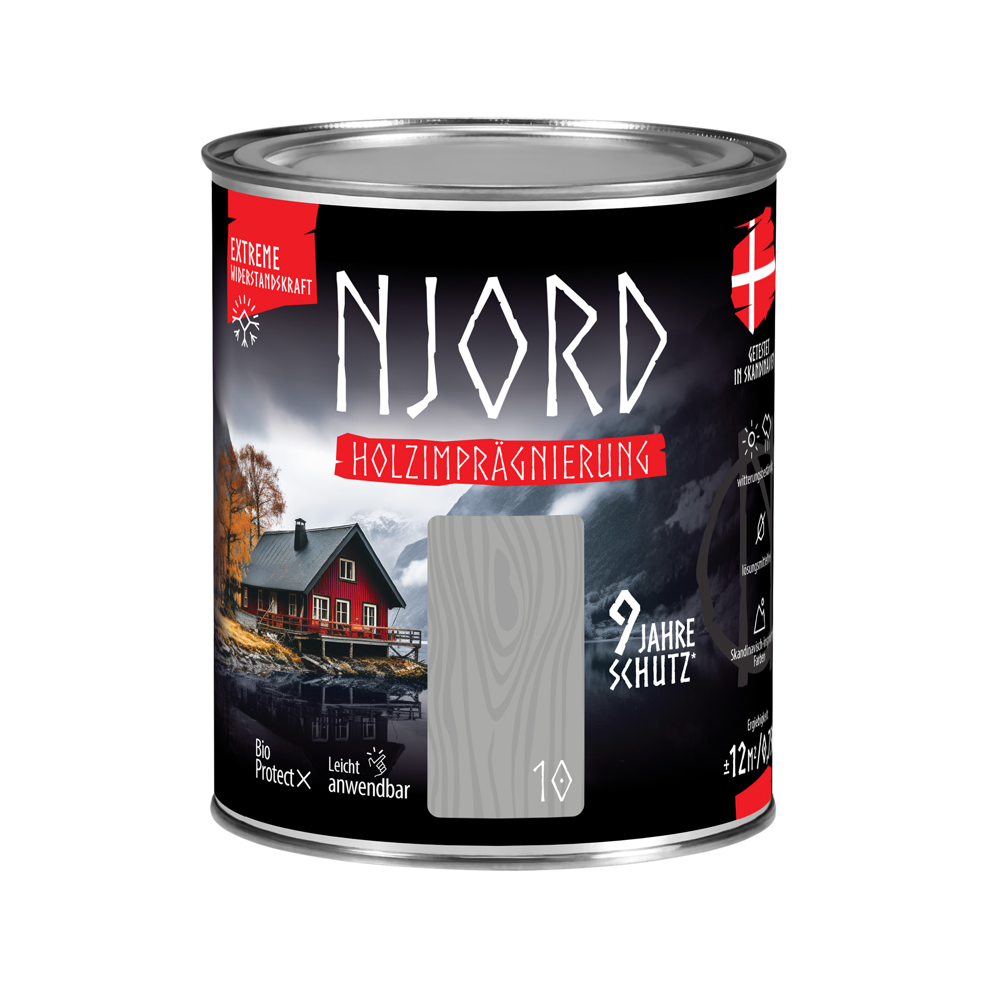Holzschutz Holzimprägnierung (10) Felsige Küste 0,75L Wetterfest Holzlack Schutzlack bis zu 9 Jahre Schutz Njord