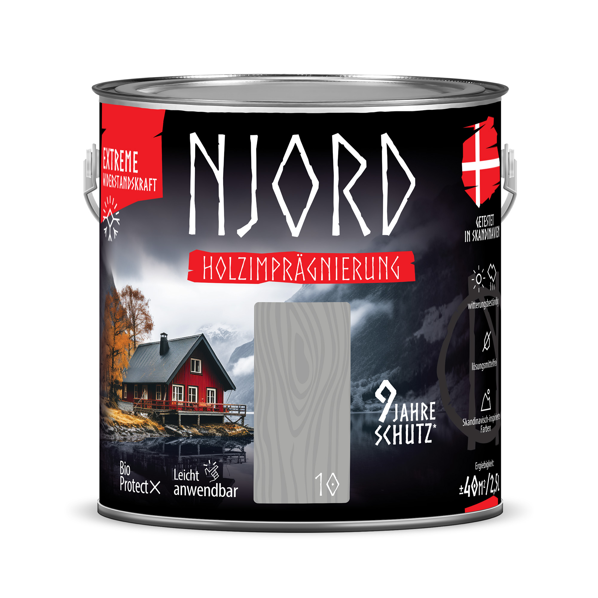 Holzschutz Holzimprägnierung (10) Felsige Küste 2,5L Wetterfest Holzlack Schutzlack bis zu 9 Jahre Schutz Njord