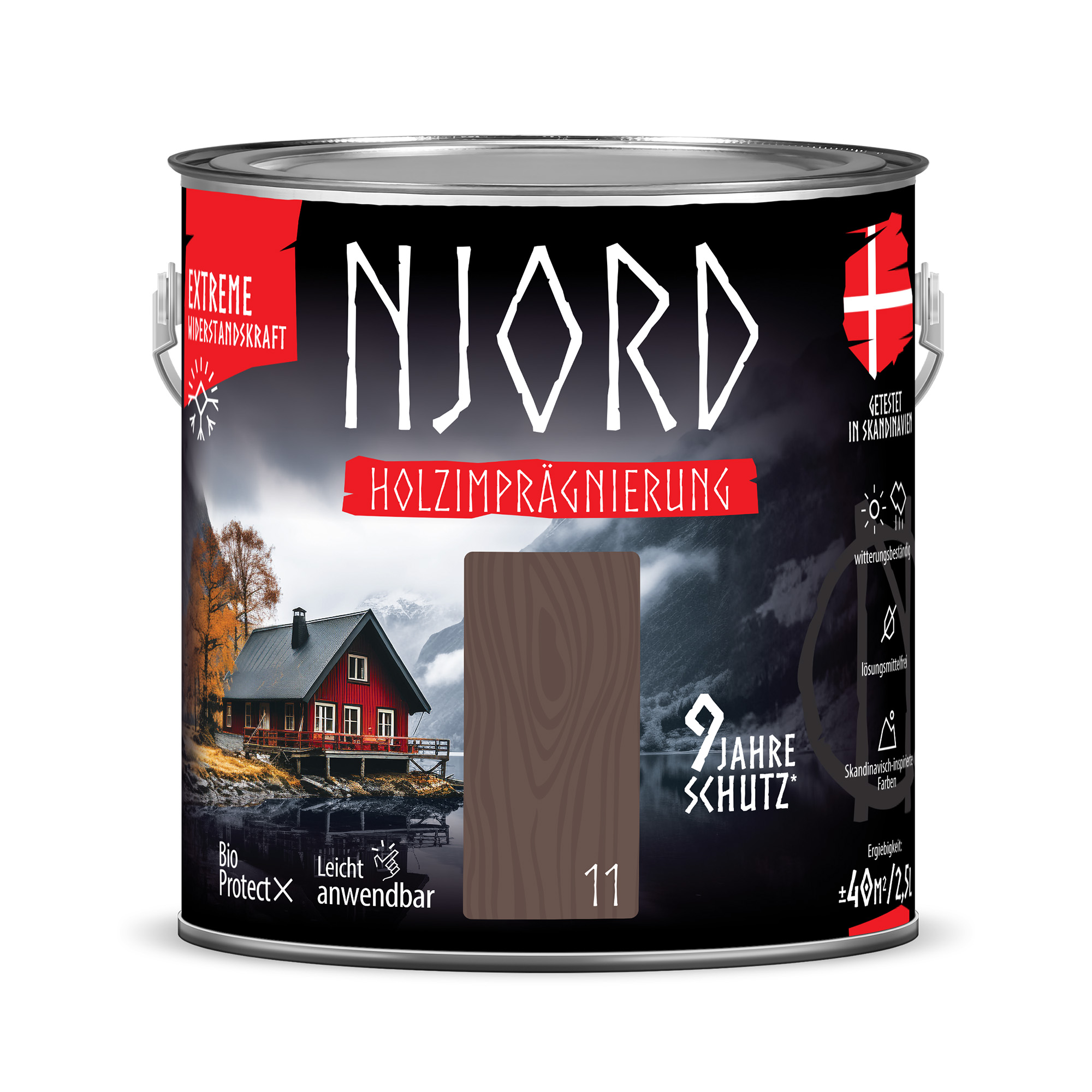 Holzschutz Holzimprägnierung (11) Wikingerboot 2,5L Wetterfest Holzlack Schutzlack bis zu 9 Jahre Schutz Njord