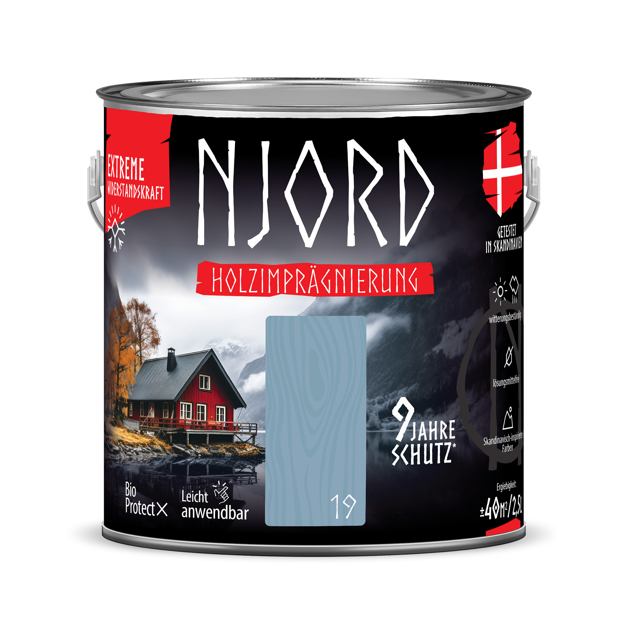 Holzschutz Holzimprägnierung (19) Atlantische Wellen 2,5L Wetterfest Holzlack Schutzlack bis zu 9 Jahre Schutz Njord