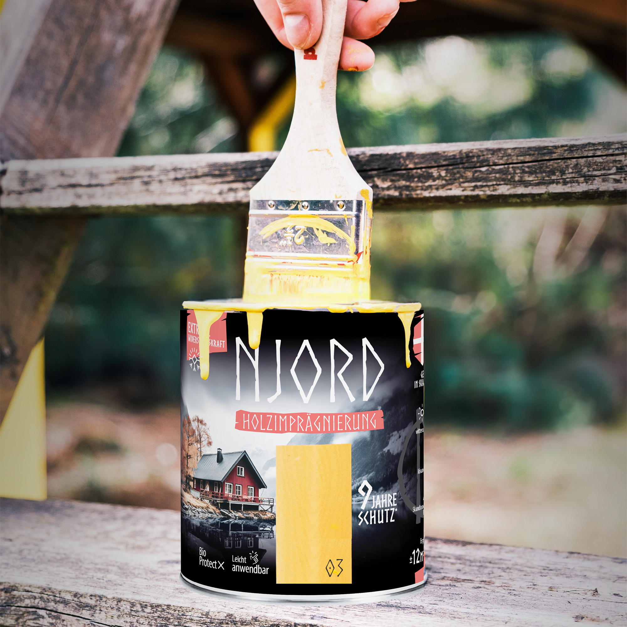 Holzschutz Holzimprägnierung (08) Isländisches Tal 2,5L Wetterfest Holzlack Schutzlack bis zu 9 Jahre Schutz Njord – Bild 3