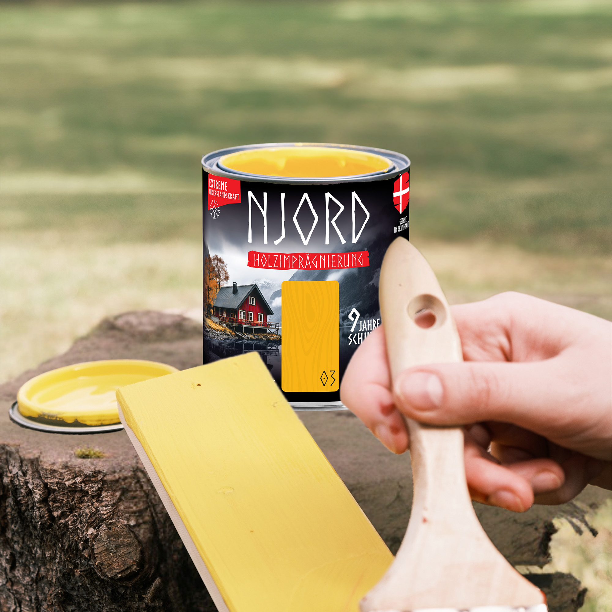 Holzschutz Holzimprägnierung (08) Isländisches Tal 2,5L Wetterfest Holzlack Schutzlack bis zu 9 Jahre Schutz Njord – Bild 5