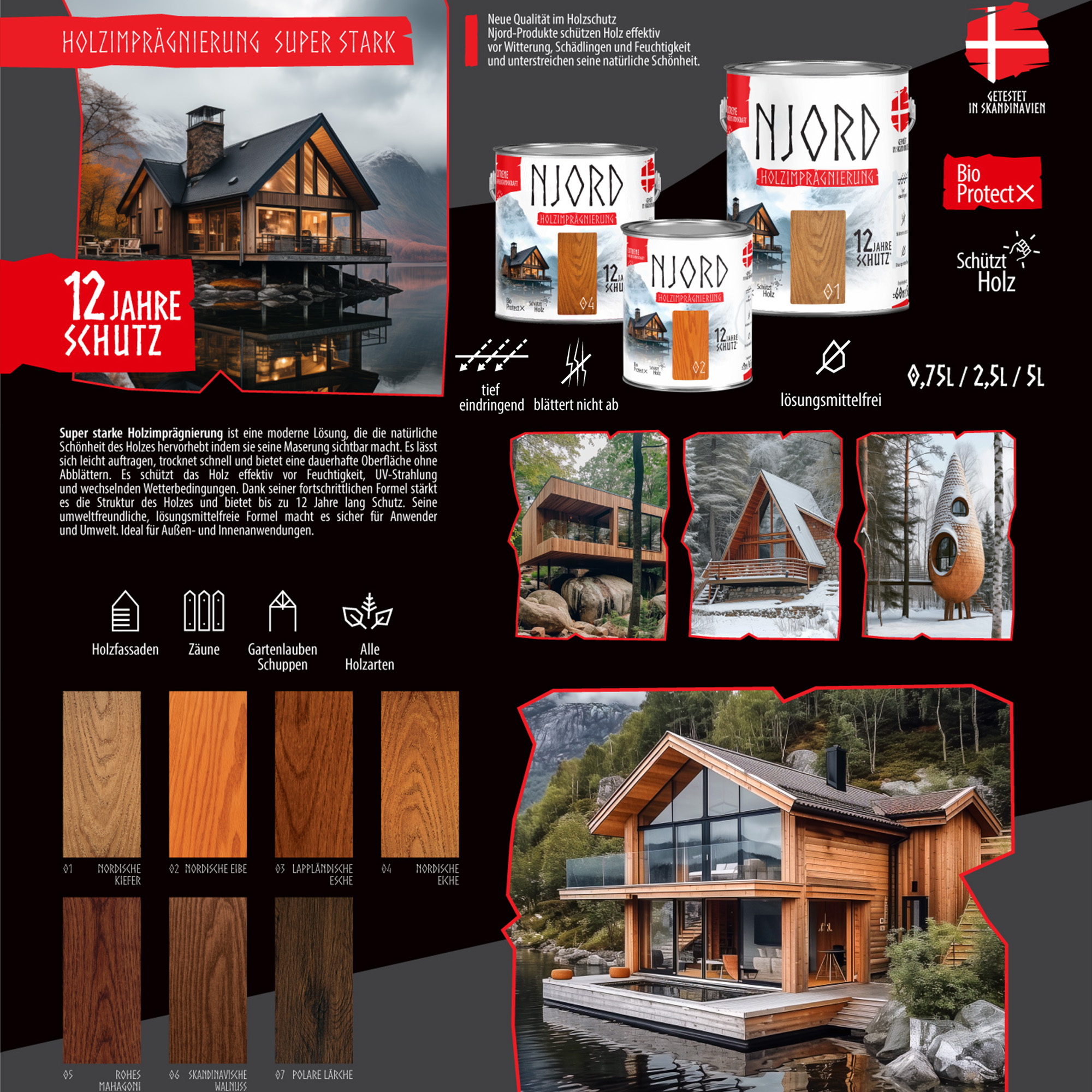 Extreme Holzimpragnierung (07) Polare Lärche 2,5L Njord Wetterfest Holzlack Schutzlack bis zu 12 Jahre Schutz – Bild 4