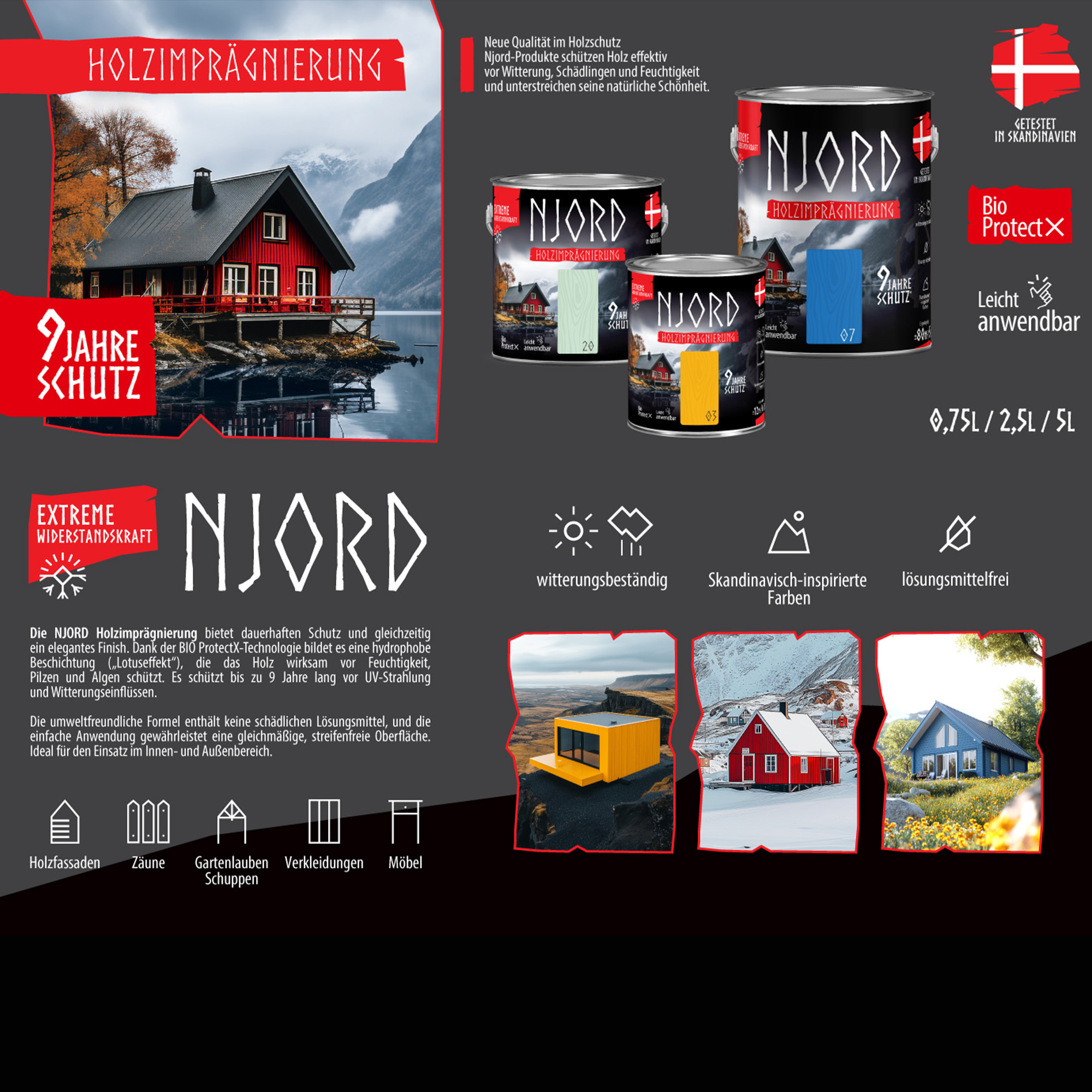 Holzschutz Holzimprägnierung (08) Isländisches Tal 2,5L Wetterfest Holzlack Schutzlack bis zu 9 Jahre Schutz Njord – Bild 6
