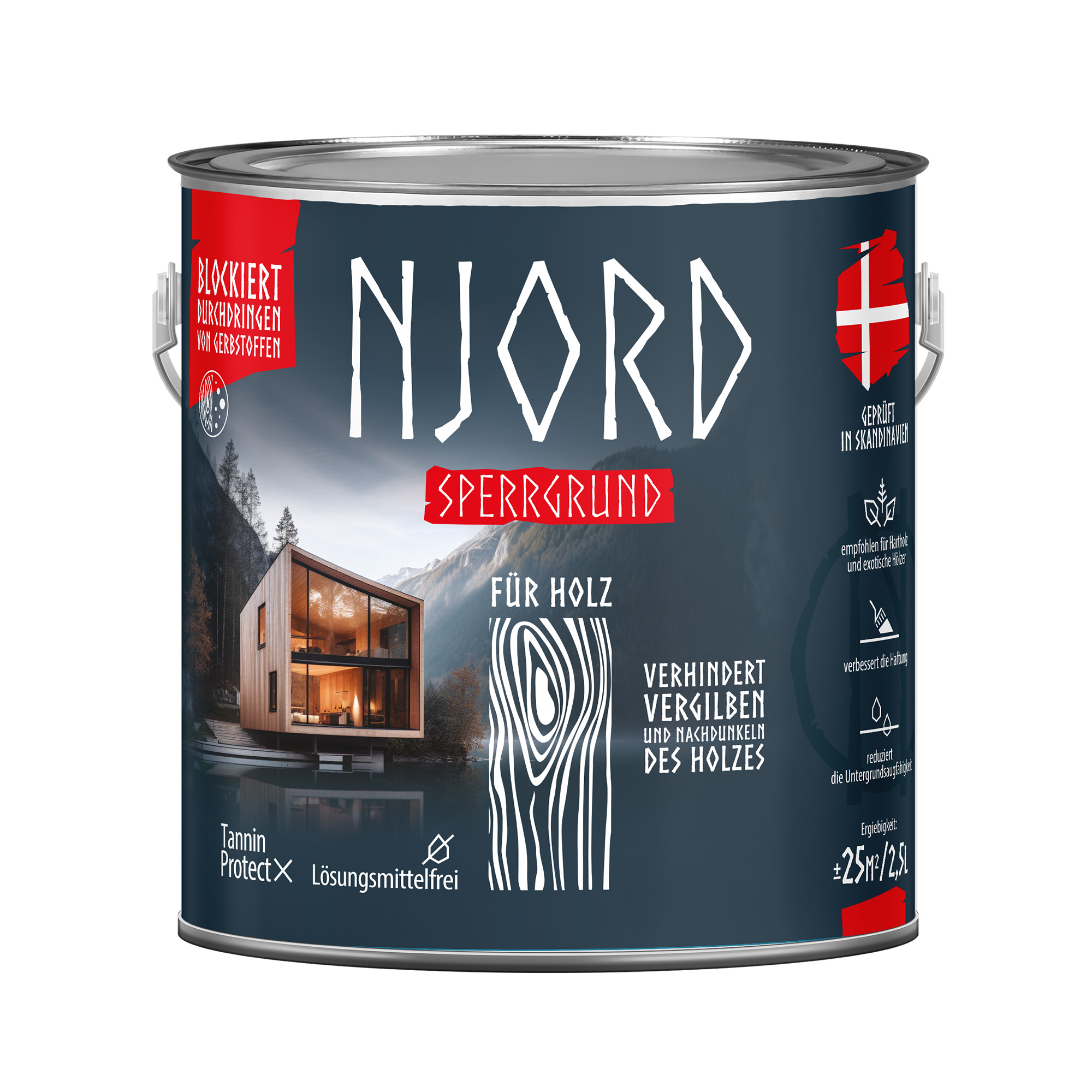 Sperrgrund 2,5L für Imprägnierungen und Farben Verfärbungsfrei Haftung Holzschutz Farblos Hartholz Exotenholz Njord